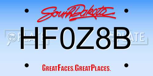 HF0Z8B South Dakota License Plate