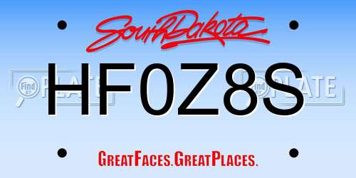 HF0Z8S South Dakota License Plate