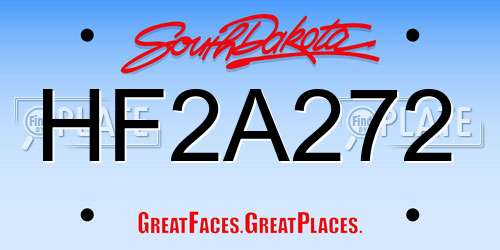 HF2A272 South Dakota License Plate