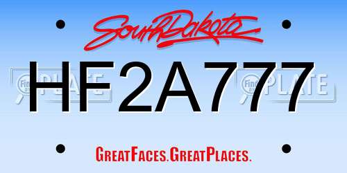 HF2A777 South Dakota License Plate