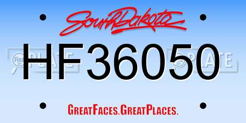 HF36050 South Dakota License Plate