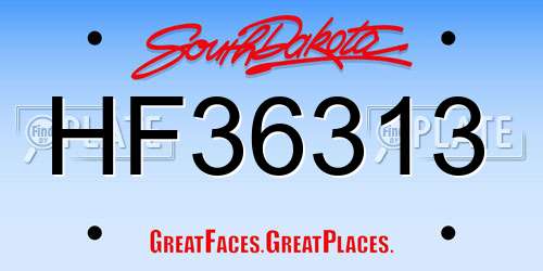HF36313 South Dakota License Plate