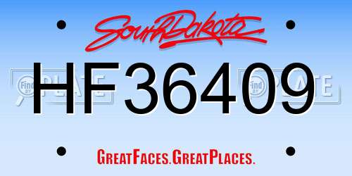 HF36409 South Dakota License Plate