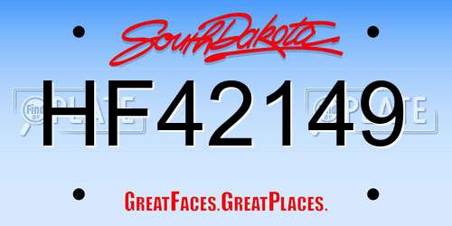 HF42149 South Dakota License Plate