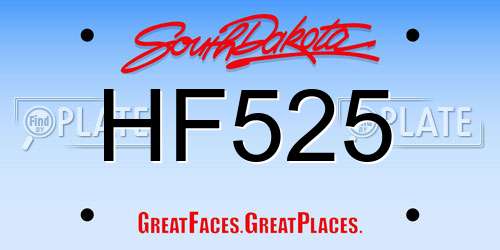 HF525 South Dakota License Plate