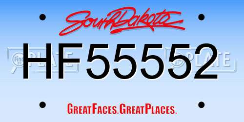 HF55552 South Dakota License Plate