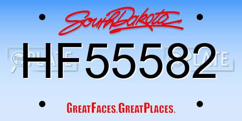 HF55582 South Dakota License Plate