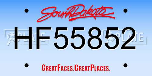 HF55852 South Dakota License Plate