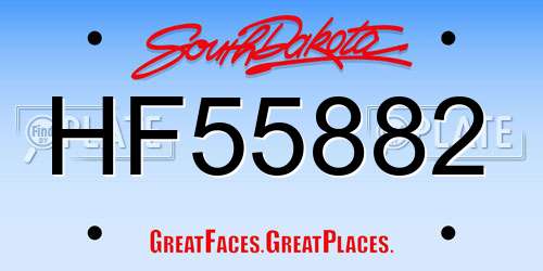 HF55882 South Dakota License Plate