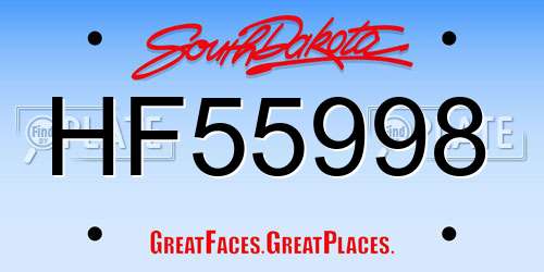 HF55998 South Dakota License Plate
