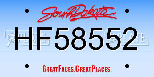 HF58552 South Dakota License Plate