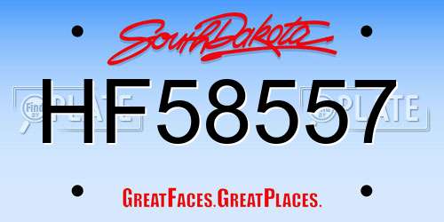 HF58557 South Dakota License Plate