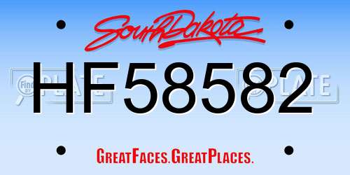 HF58582 South Dakota License Plate