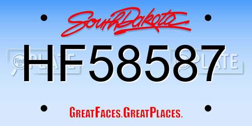 HF58587 South Dakota License Plate