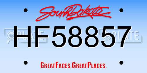 HF58857 South Dakota License Plate