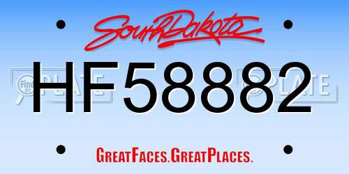 HF58882 South Dakota License Plate