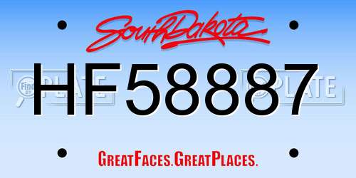 HF58887 South Dakota License Plate