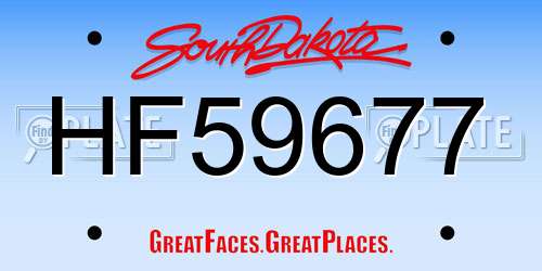 HF59677 South Dakota License Plate