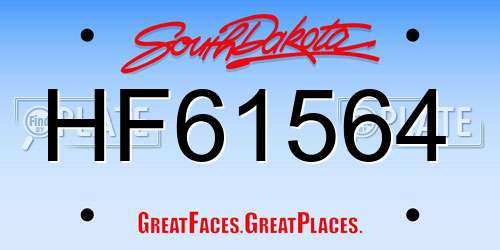 HF61564 South Dakota License Plate