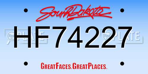 HF74227 South Dakota License Plate