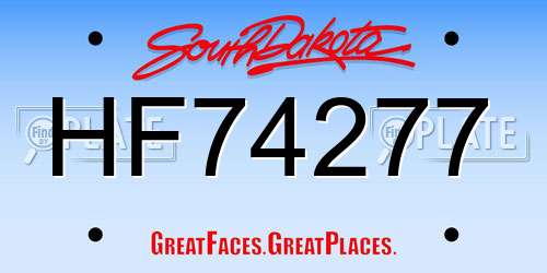HF74277 South Dakota License Plate
