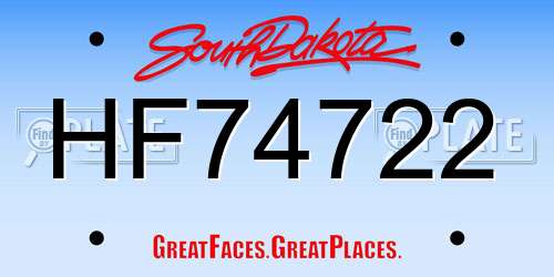 HF74722 South Dakota License Plate