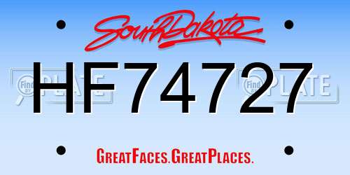 HF74727 South Dakota License Plate