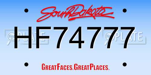 HF74777 South Dakota License Plate