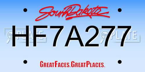 HF7A277 South Dakota License Plate