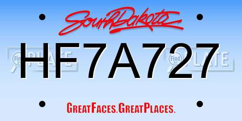 HF7A727 South Dakota License Plate