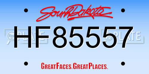 HF85557 South Dakota License Plate