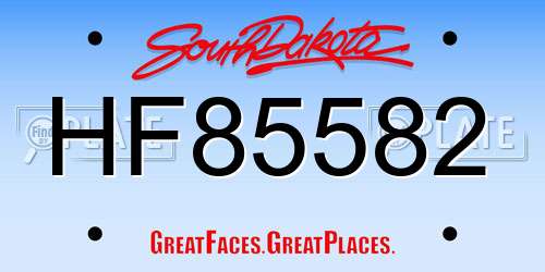 HF85582 South Dakota License Plate