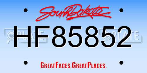 HF85852 South Dakota License Plate