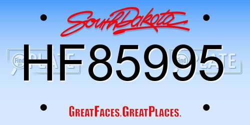 HF85995 South Dakota License Plate
