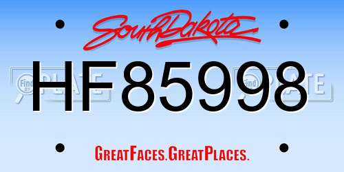 HF85998 South Dakota License Plate