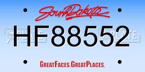 HF88552 South Dakota License Plate