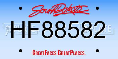 HF88582 South Dakota License Plate