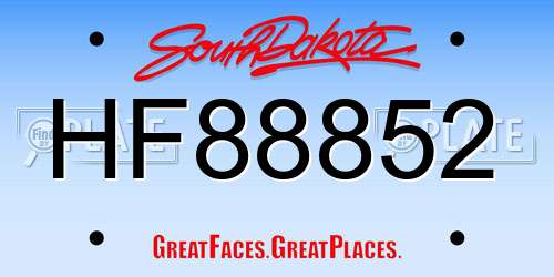 HF88852 South Dakota License Plate