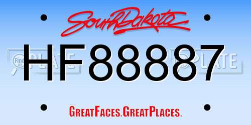 HF88887 South Dakota License Plate