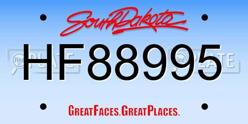 HF88995 South Dakota License Plate