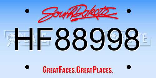 HF88998 South Dakota License Plate