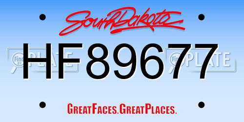HF89677 South Dakota License Plate