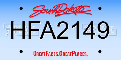 HFA2149 South Dakota License Plate