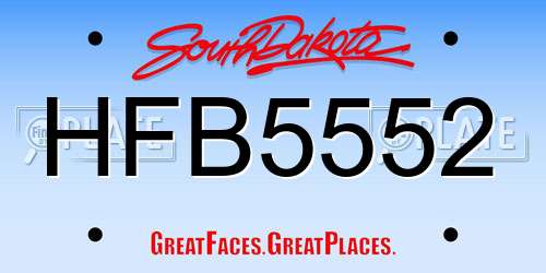 HFB5552 South Dakota License Plate
