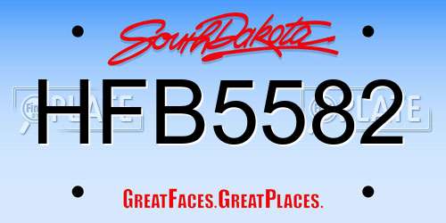HFB5582 South Dakota License Plate