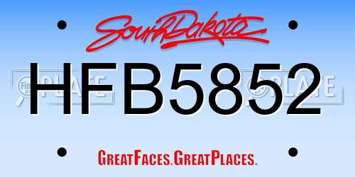 HFB5852 South Dakota License Plate