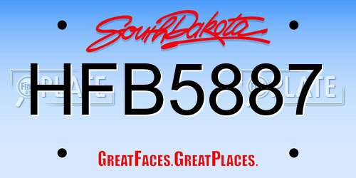 HFB5887 South Dakota License Plate