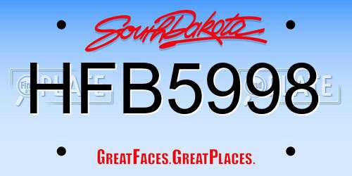 HFB5998 South Dakota License Plate