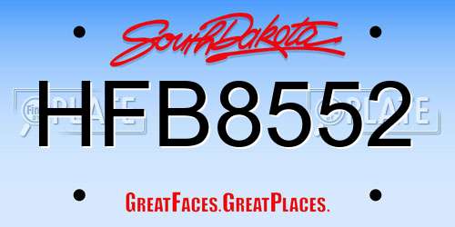 HFB8552 South Dakota License Plate