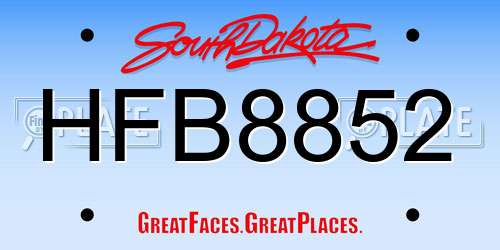 HFB8852 South Dakota License Plate
